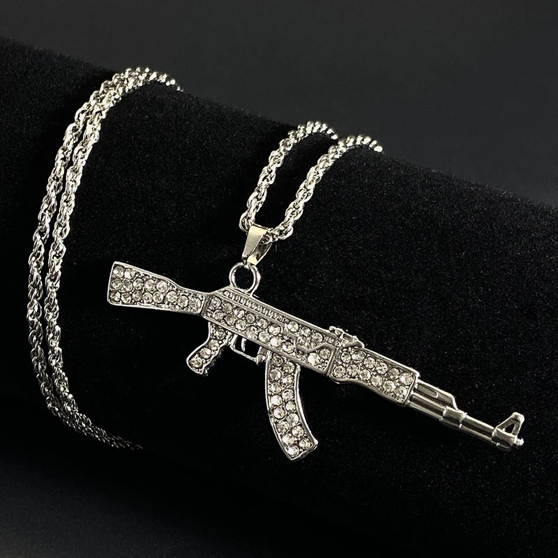 Men’s Gold Pistol Pendant Necklace – Premium Stainless Steel, Bold Urban Style