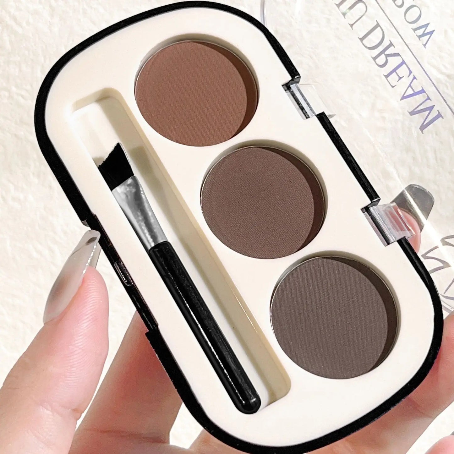 3-Color Waterproof Brow Powder Palette with Brush – Natural Color, Long-Lasting, Sweatproof