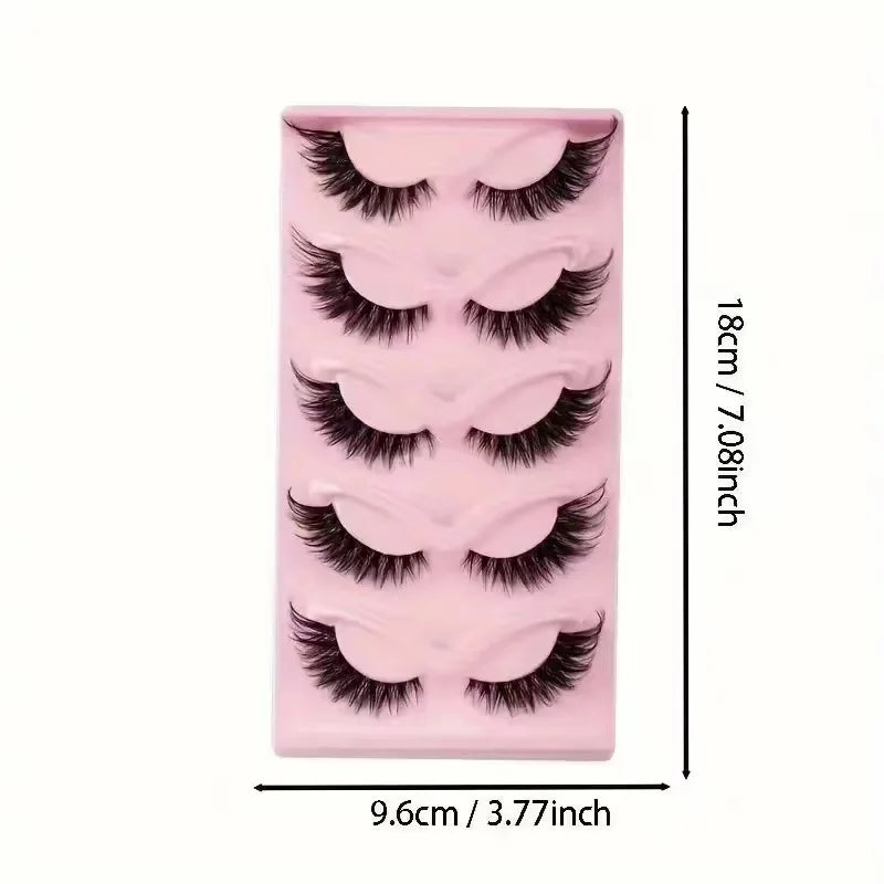 5 Pairs Cat Eye Style Lashes – Natural Look, Lightweight, Long-Lasting Wear
