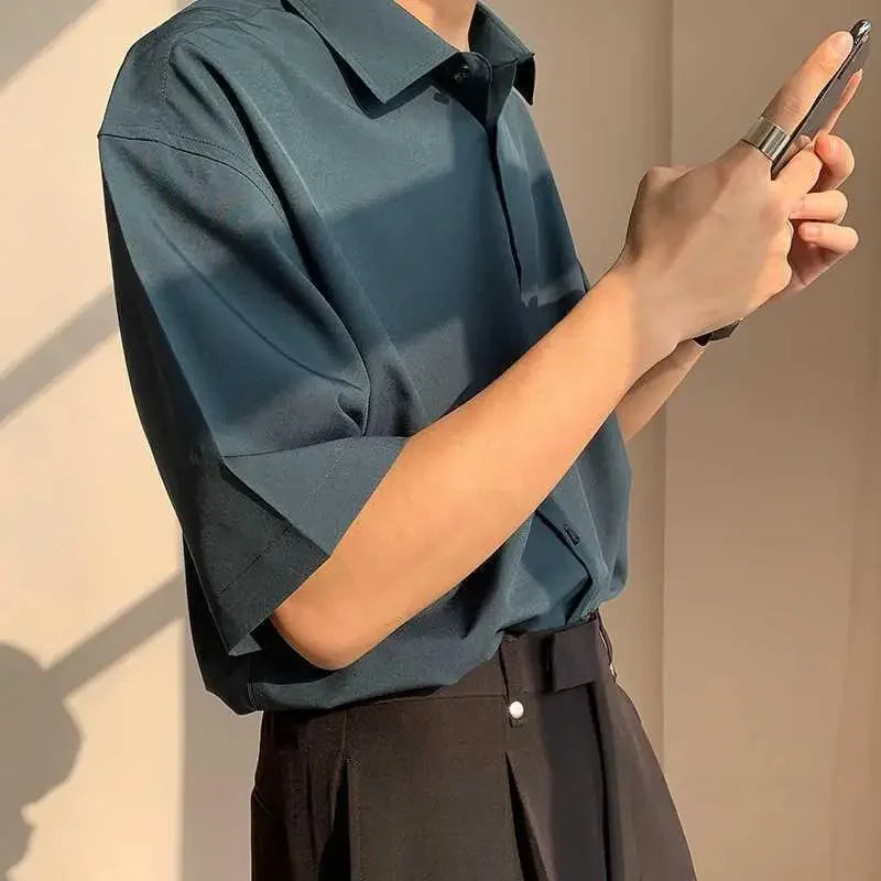 Man's Sleeve Ink Green Shirt – Korean Style