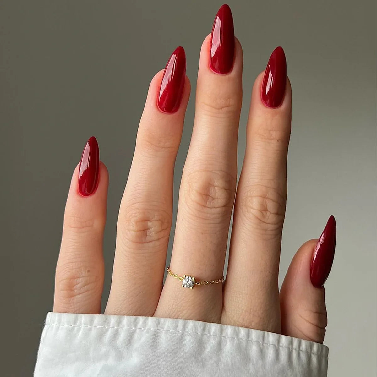 24pcs Long Almond French Tip Press-On Nails – Simple Full Cover Design