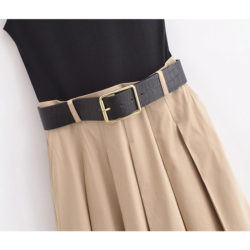 leeveless Pleated Midi Dress – MUJER Women
