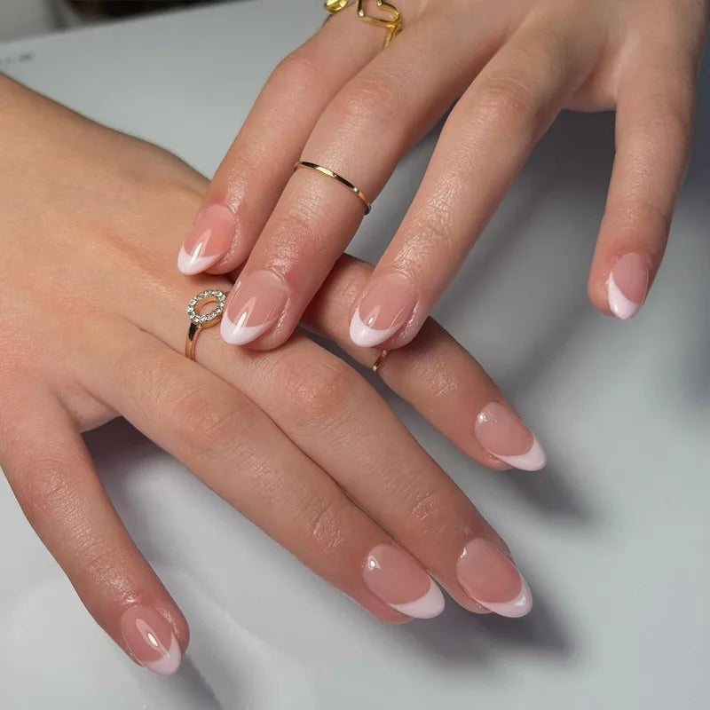 24pcs White French Press-On Nails – 3D Bowknot Design, Full Cover Wearable Set for Women