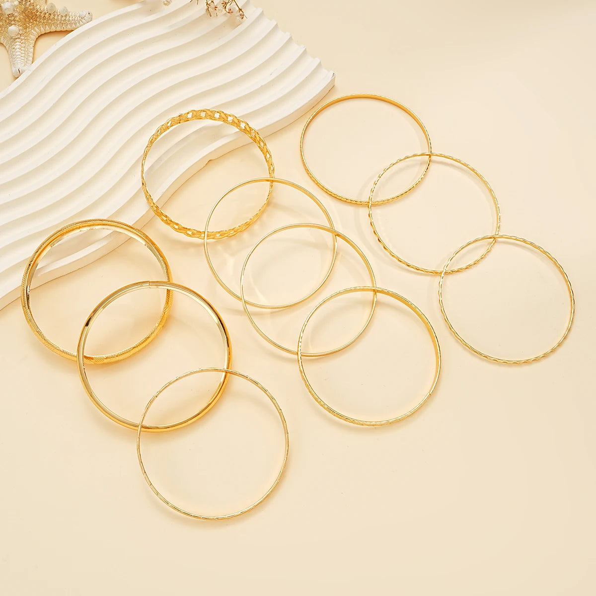 10-Piece Elegant Multilayer Bracelet Set – Delicate Twist Design, Adjustable Sparkling Bangles for Women