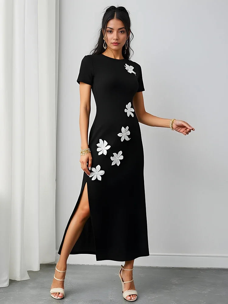 Rafiah Women's Floral Office Dress – Mid-Calf, Slim Fit