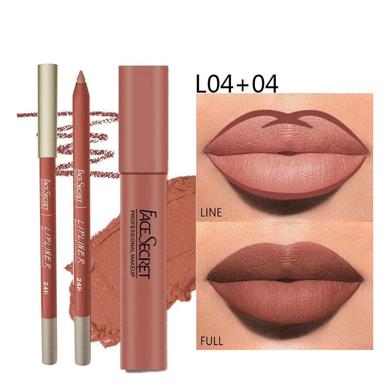 Luxury Matte Lip Liner & Lipstick Set – Waterproof, Long-Lasting, Soft Matte Finish, Premium Women’s Makeup