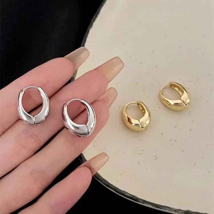 Vintage Stainless Steel Hoop Earrings – Chunky Round Design, Timeless Party Jewelry