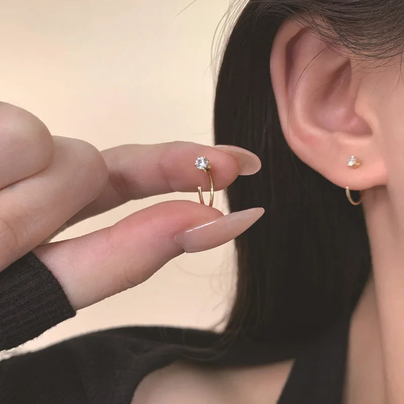 Minimalist Zircon Stud Earrings – Elegant Design for Teens & Adults, Perfect for Party or Wedding