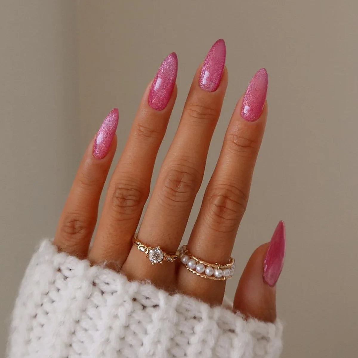 24pcs Long Almond French Tip Press-On Nails – Simple Full Cover Design