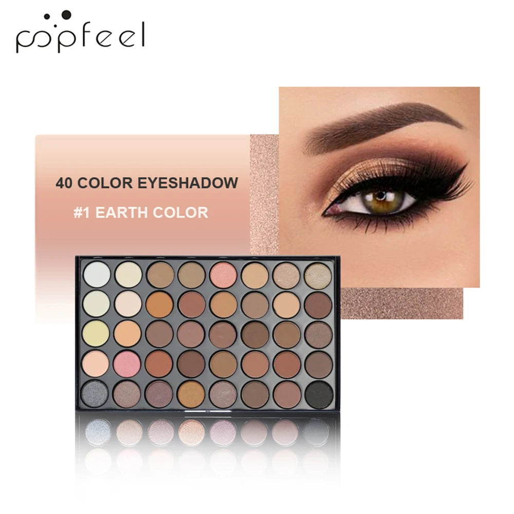 40-Color Long-Wear Eyeshadow Palette – Rich Brown & Pink Tones, Smooth Blend for All-Day Wear