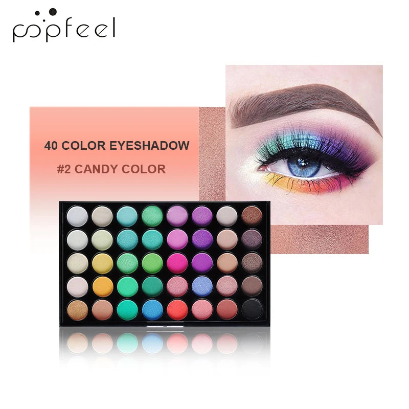 40-Color Long-Wear Eyeshadow Palette – Rich Brown & Pink Tones, Smooth Blend for All-Day Wear