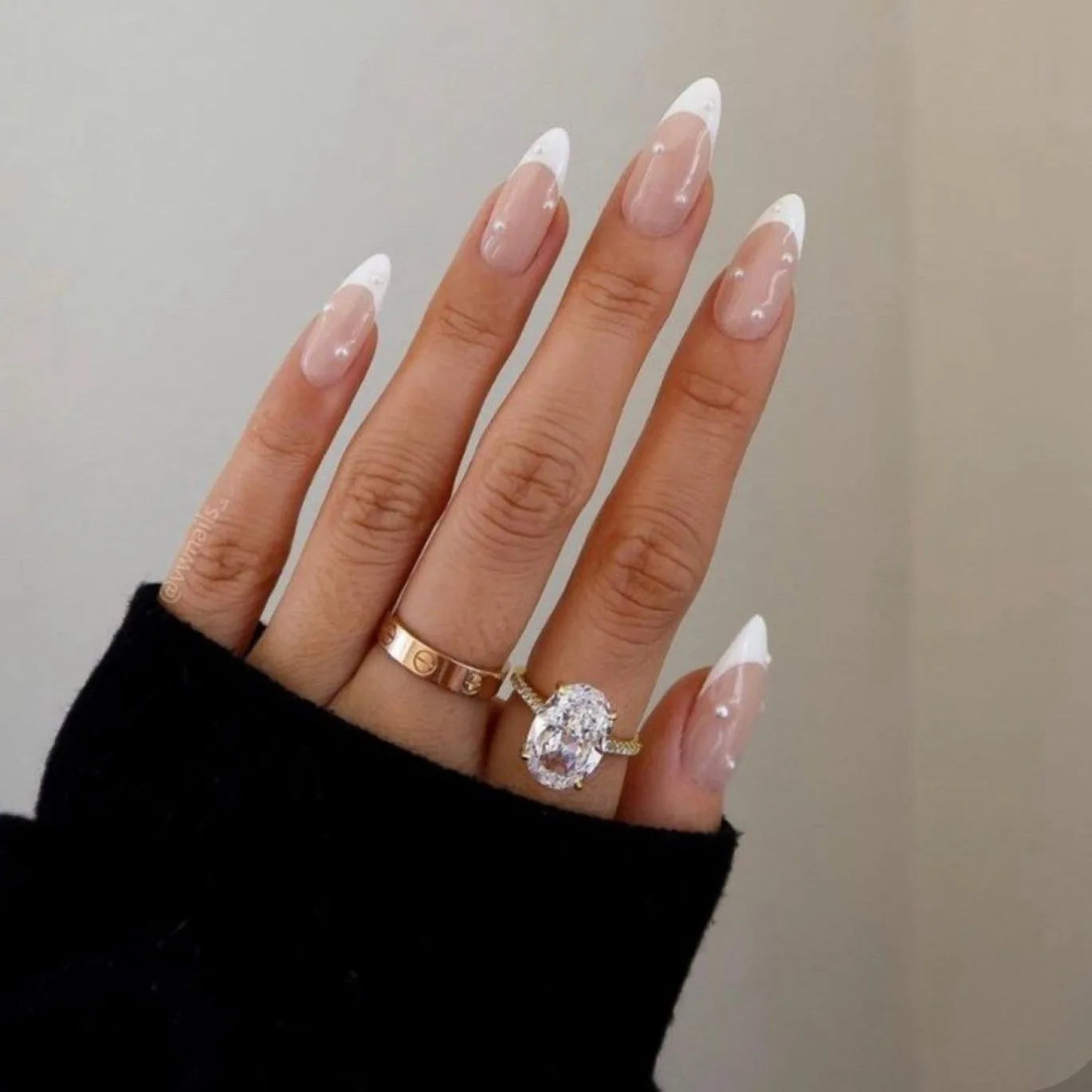 24pcs Long Almond French Tip Press-On Nails – Simple Full Cover Design