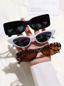 3-Piece Unisex Sunglasses Set – Cat Eye, Round & Square Frames for Outdoor Adventures