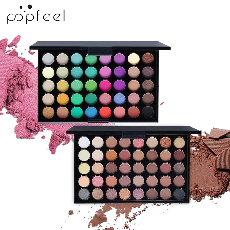 40-Color Long-Wear Eyeshadow Palette – Rich Brown & Pink Tones, Smooth Blend for All-Day Wear