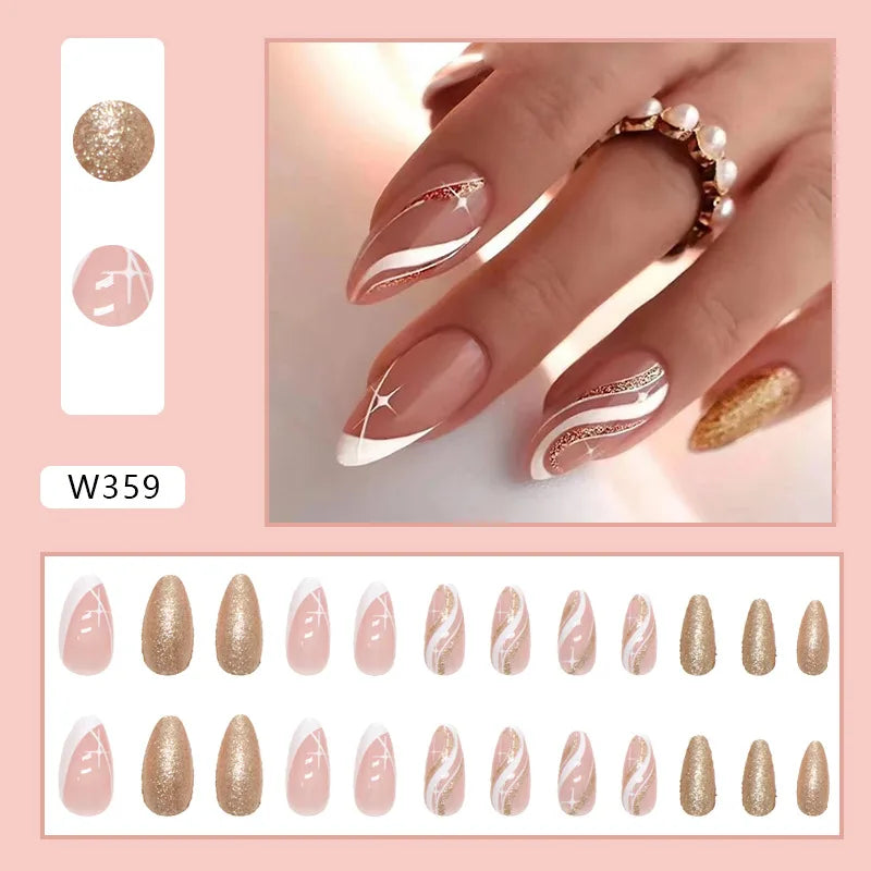 24pcs Pink Gradient Press-On Nails – Yellow Flower Design, Glossy Finish, Reusable Full Cover