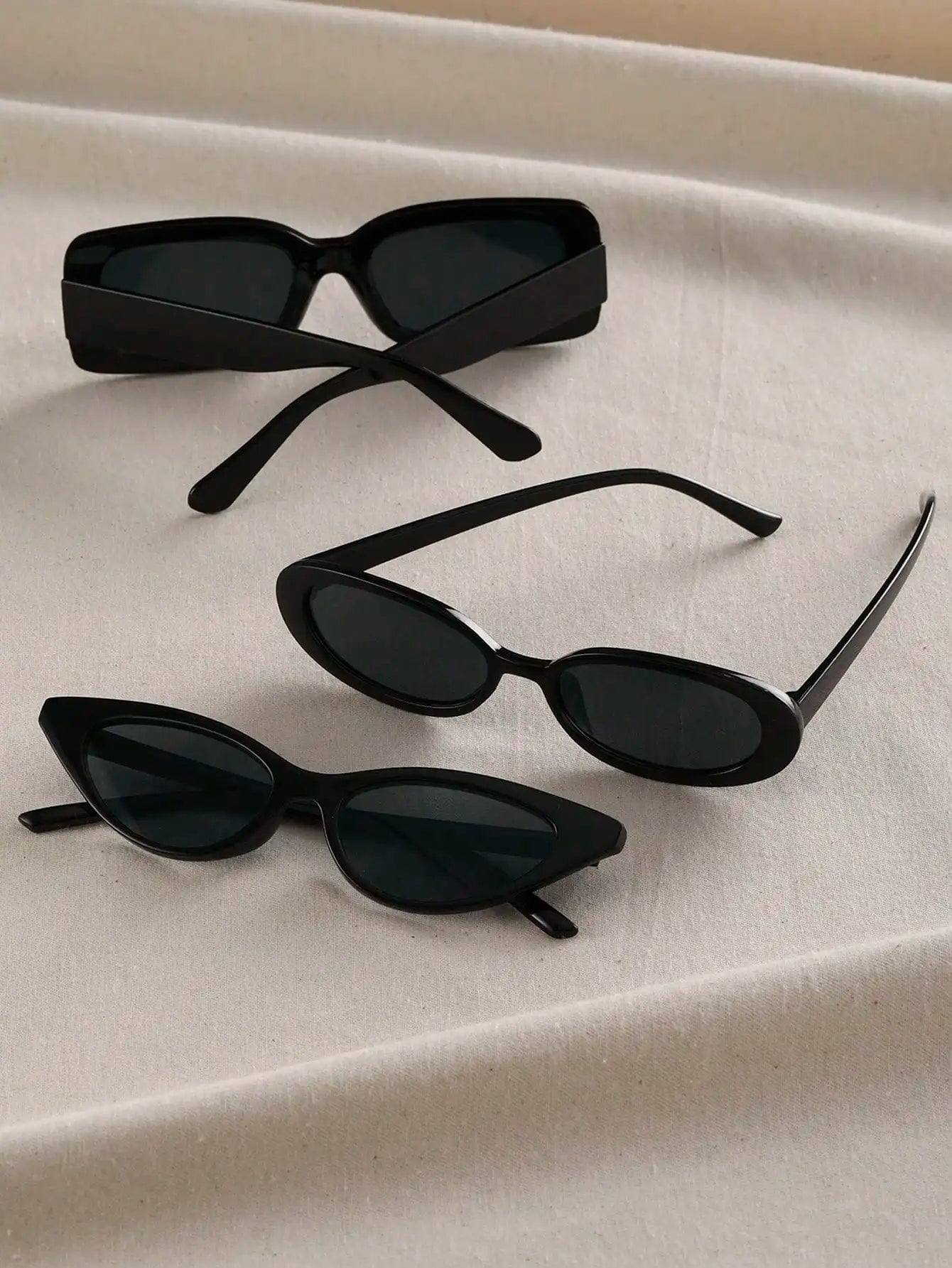 3-Piece Unisex Sunglasses Set – Cat Eye, Round & Square Frames for Outdoor Adventures