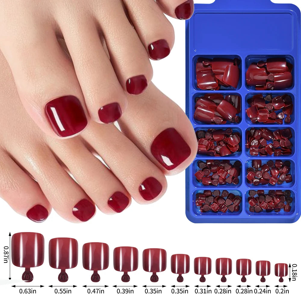 100pcs Natural White Press-On Toenails – Square Full Cover, Acrylic-Look False Nails