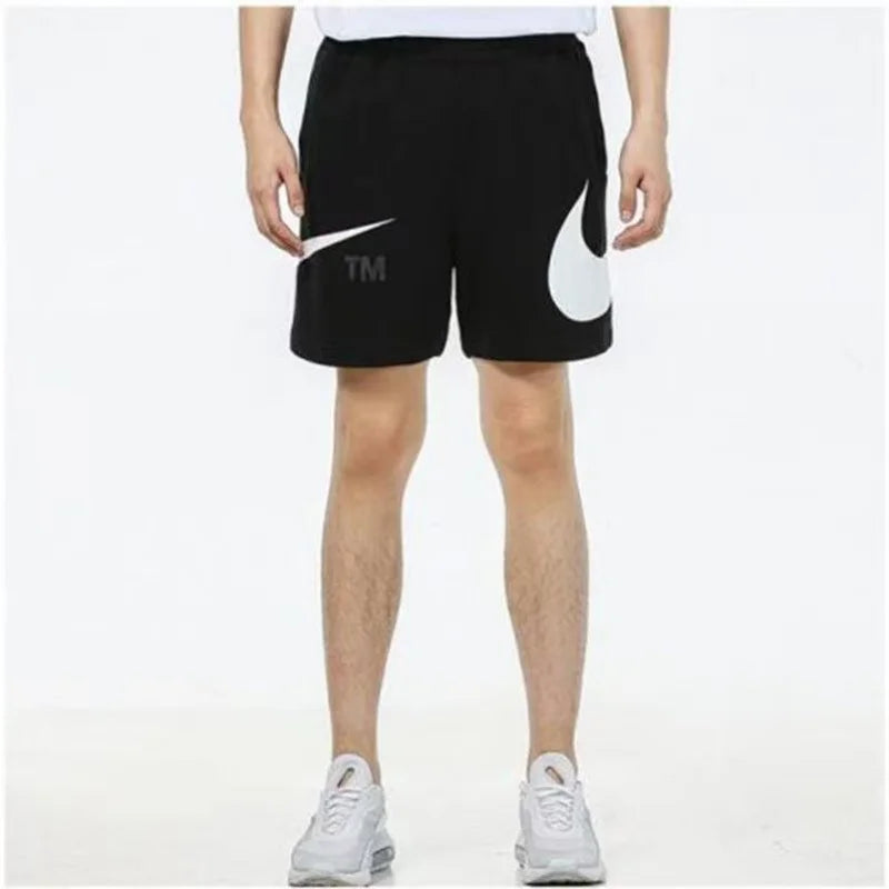 Nike Men's Cotton Outdoor Sports Shorts – Breathable, Versatile Design, Grey & Black