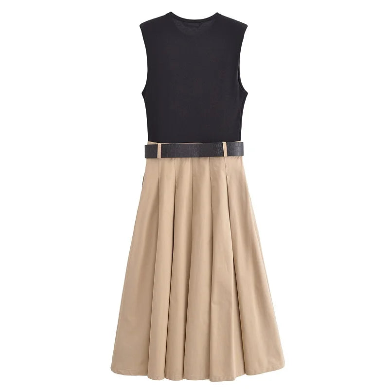leeveless Pleated Midi Dress – MUJER Women