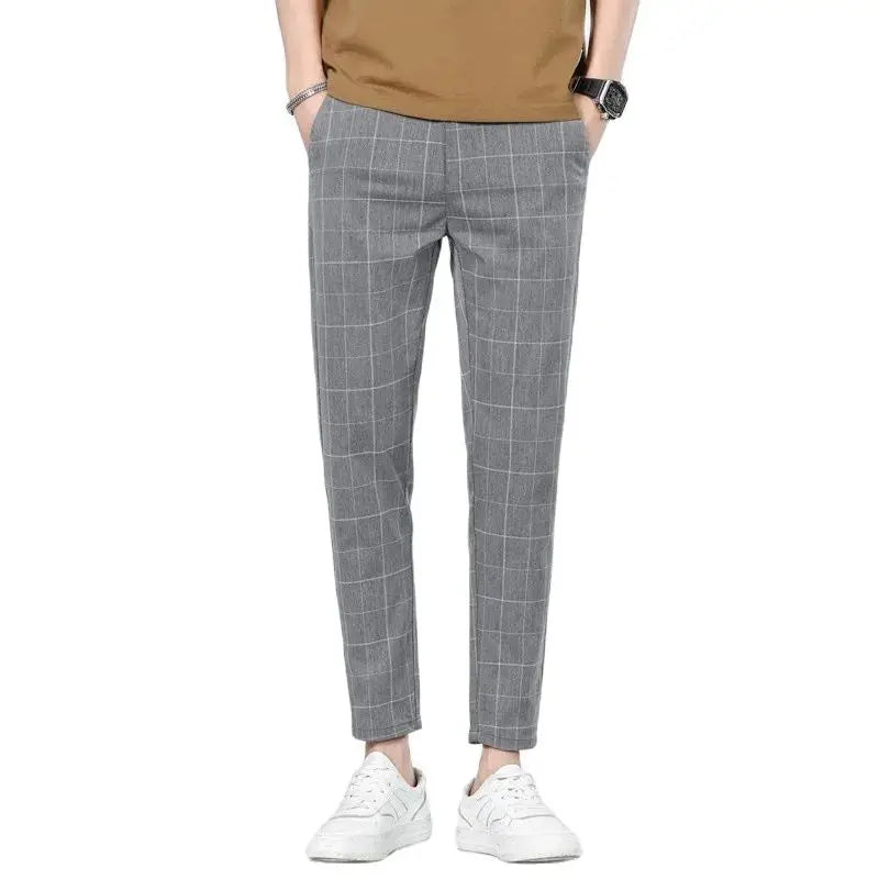 Men’s Slim-Fit Checkered Pants – Business Casual Elegance