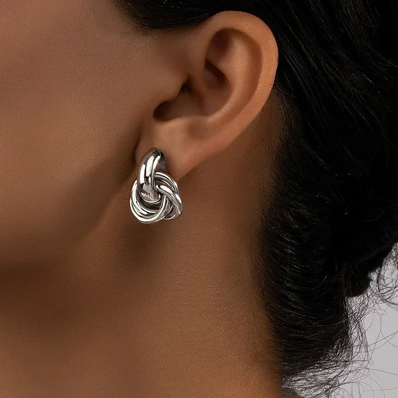 Twist Knot Hoop Earrings – Gold & Silver Finish, Stylish Everyday Jewelry for Women