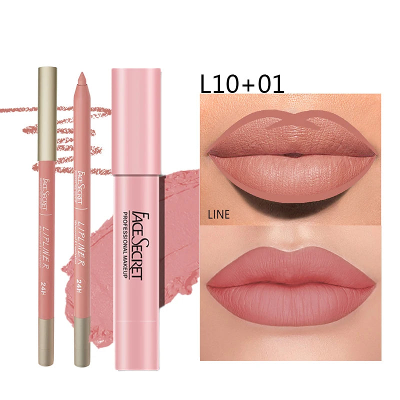 Luxury Matte Lip Liner & Lipstick Set – Waterproof, Long-Lasting, Soft Matte Finish, Premium Women’s Makeup