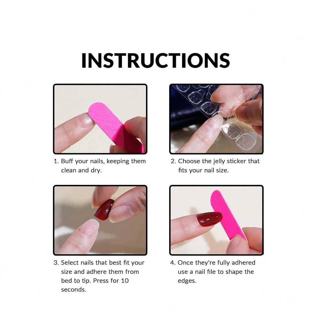 24pcs Almond Press–On Nails – Wine Red High Saturation, Korean Style for Valentine’s Day
