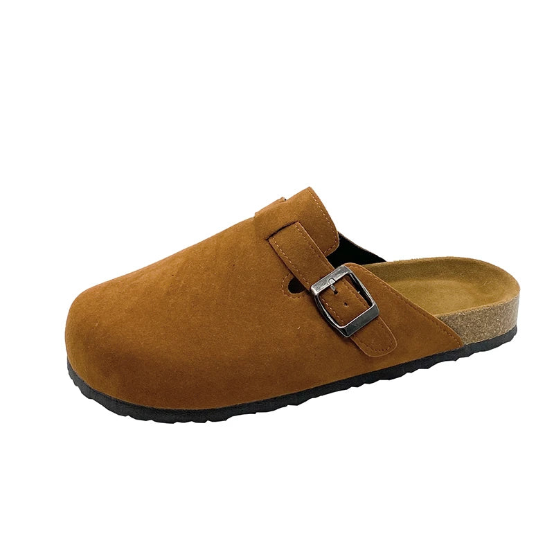 Classic Suede Mules & Clogs – Arch Support Cork Insole, Unisex Indoor/Outdoor Slides
