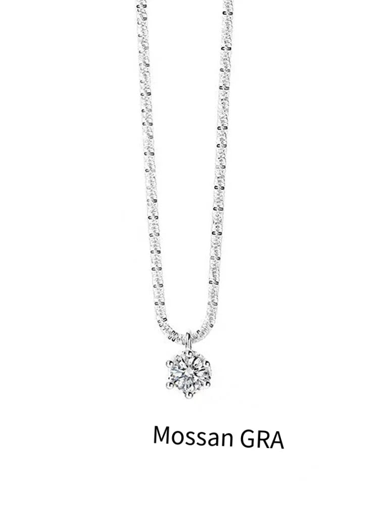 Elegant Moissanite Solitaire Pendant Necklace – 925 Sterling Silver with Dazzling Round Cut Stone (0.5–2CT)