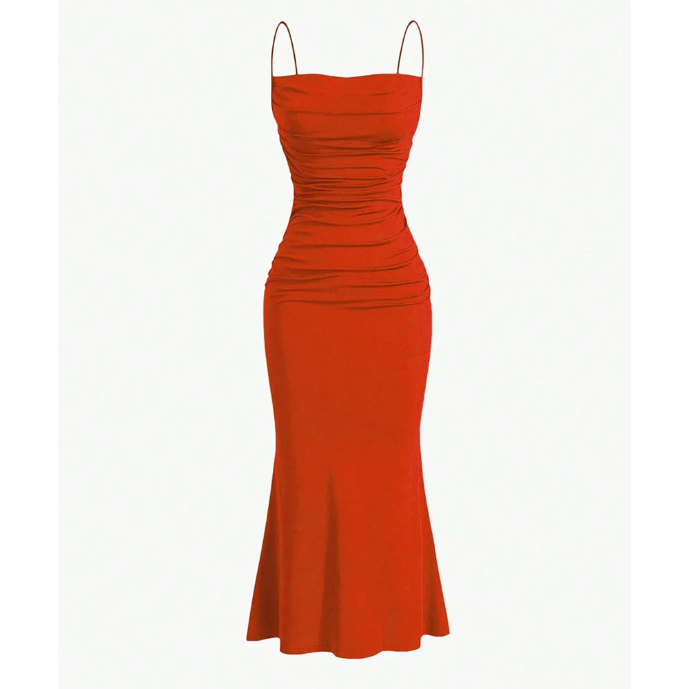 Mia Muse Women's Maxi Party Dress – Spaghetti Strap, Elegant Slim Fit, Multi-Color