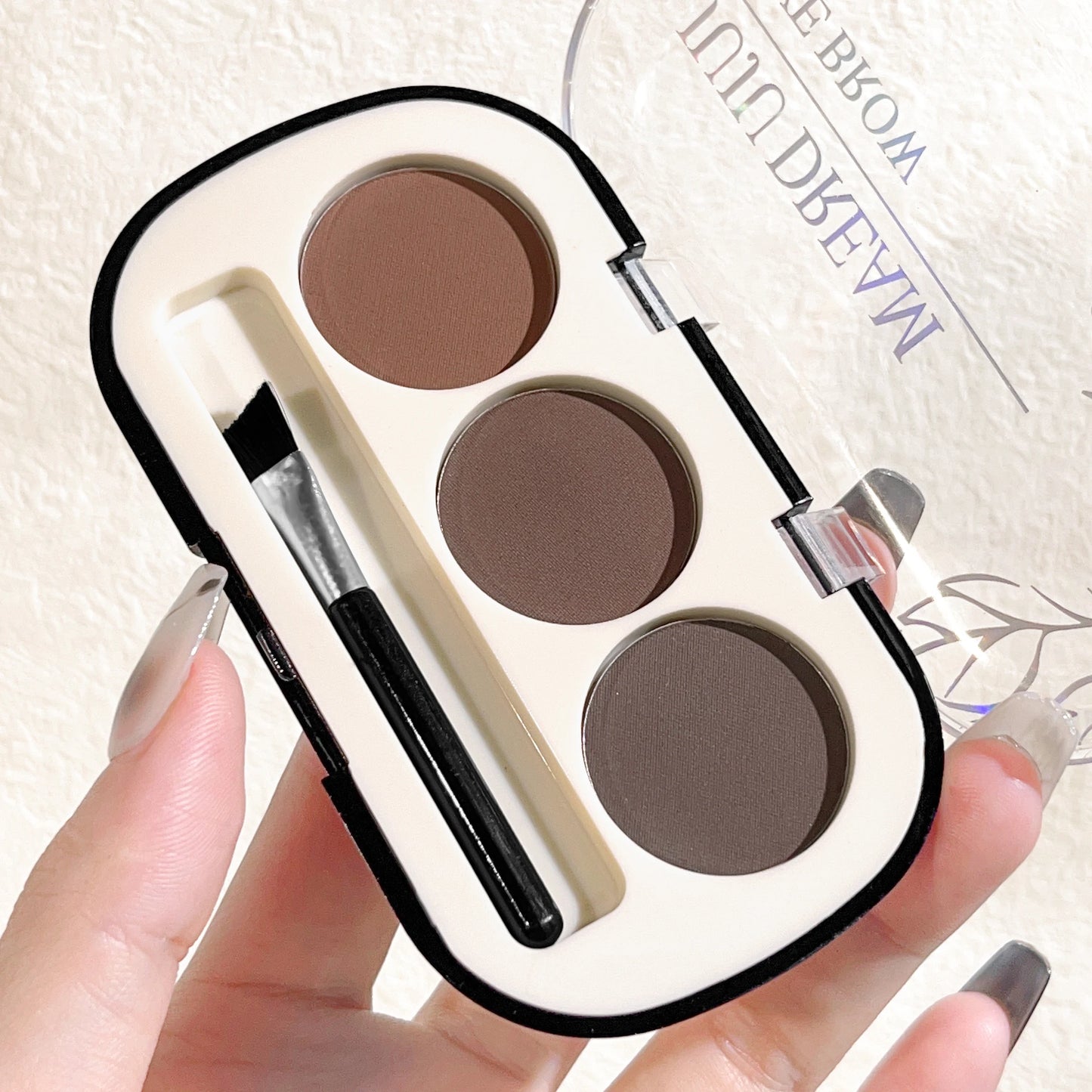 3-Color Waterproof Brow Powder Palette with Brush – Natural Color, Long-Lasting, Sweatproof