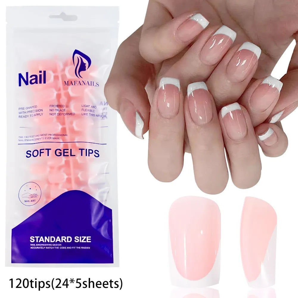 100pcs White Medium Square Press-On Nails – Full Cover Acrylic-Look False Tips, 10 Size Nail Decoration Set