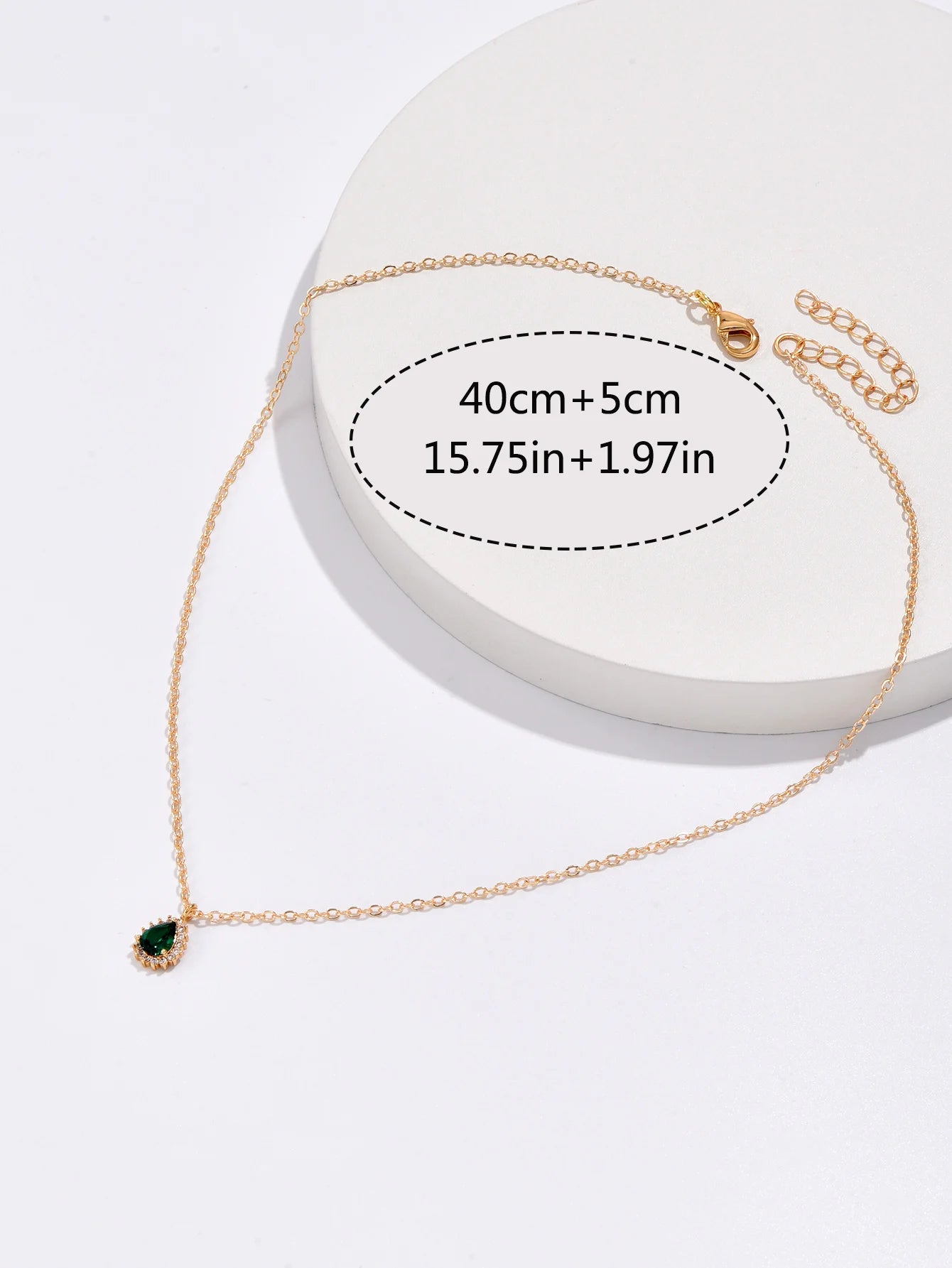 Water Drop Zircon Pendant Necklace – Inlaid Zircon on Polished Stainless Steel, Designed for Elegant Occasions