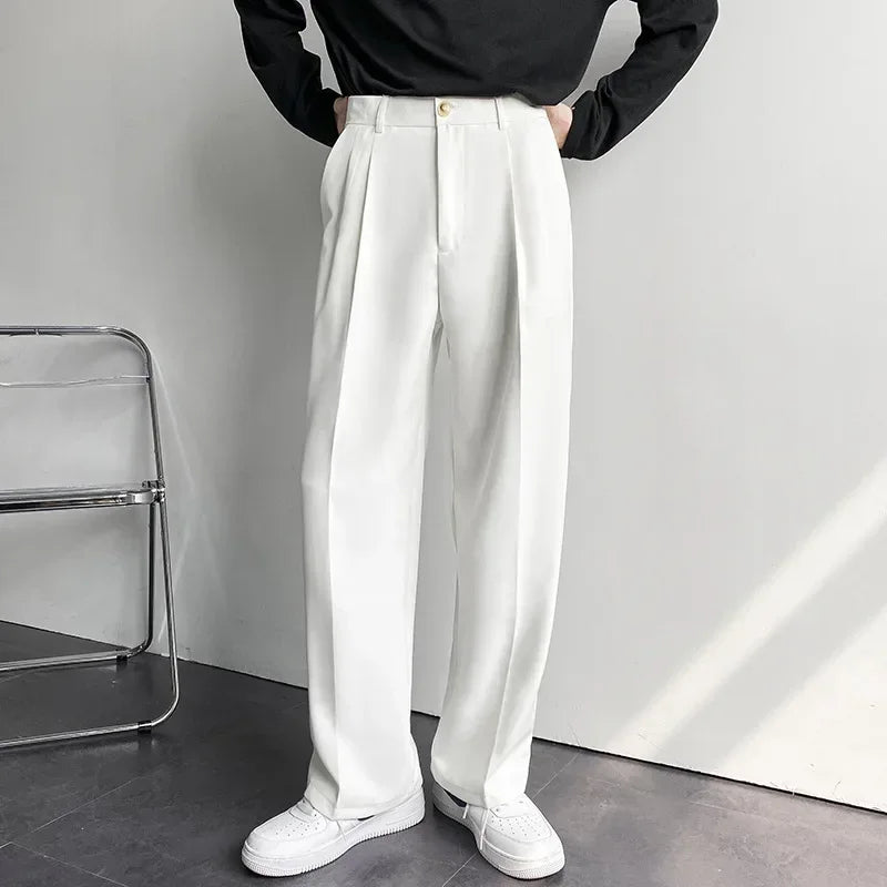 Men’s Smart Casual Pants – Slim Fit, Lightweight Polyester, Daily Spring/Summer Wear