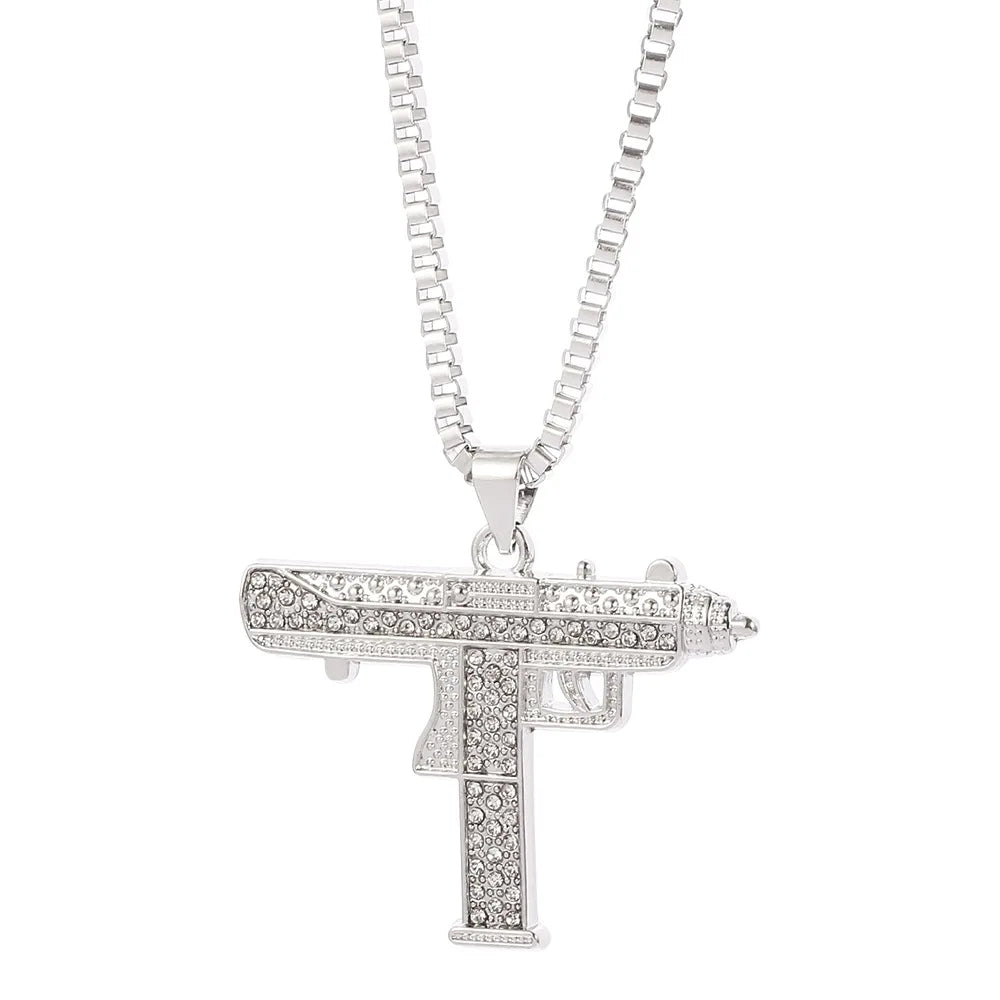 Men’s Gold Pistol Pendant Necklace – Premium Stainless Steel, Bold Urban Style