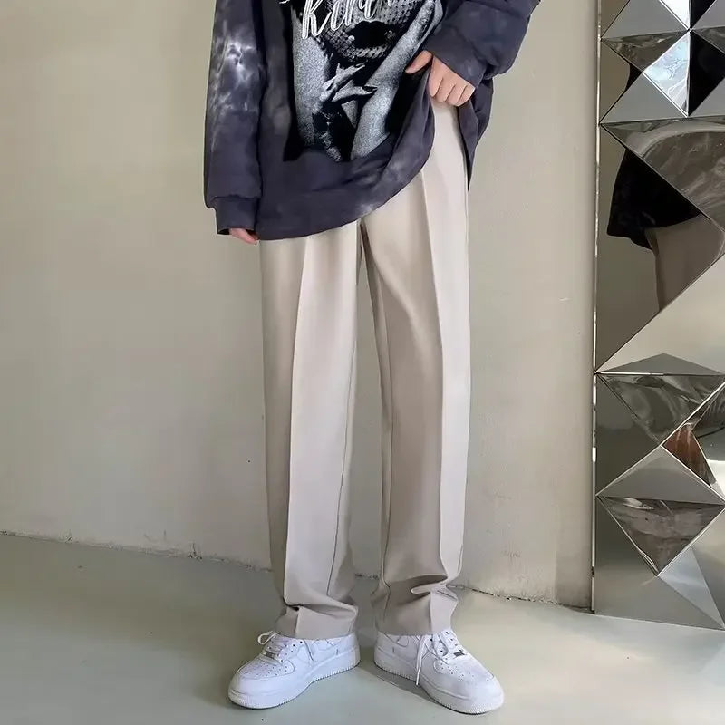 Men’s Smart Casual Pants – Slim Fit, Lightweight Polyester, Daily Spring/Summer Wear