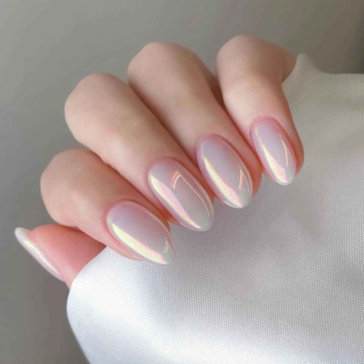 24pcs Long Almond French Tip Press-On Nails – Simple Full Cover Design
