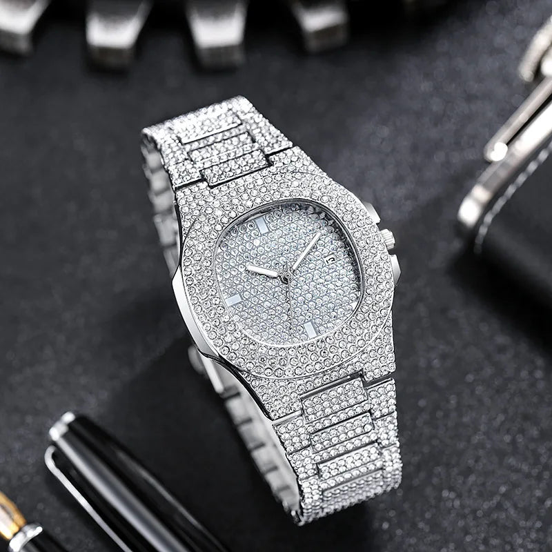 Classic Silver Steel Men’s Watch – Large Dial, Calendar Display, Premium Quartz Movement