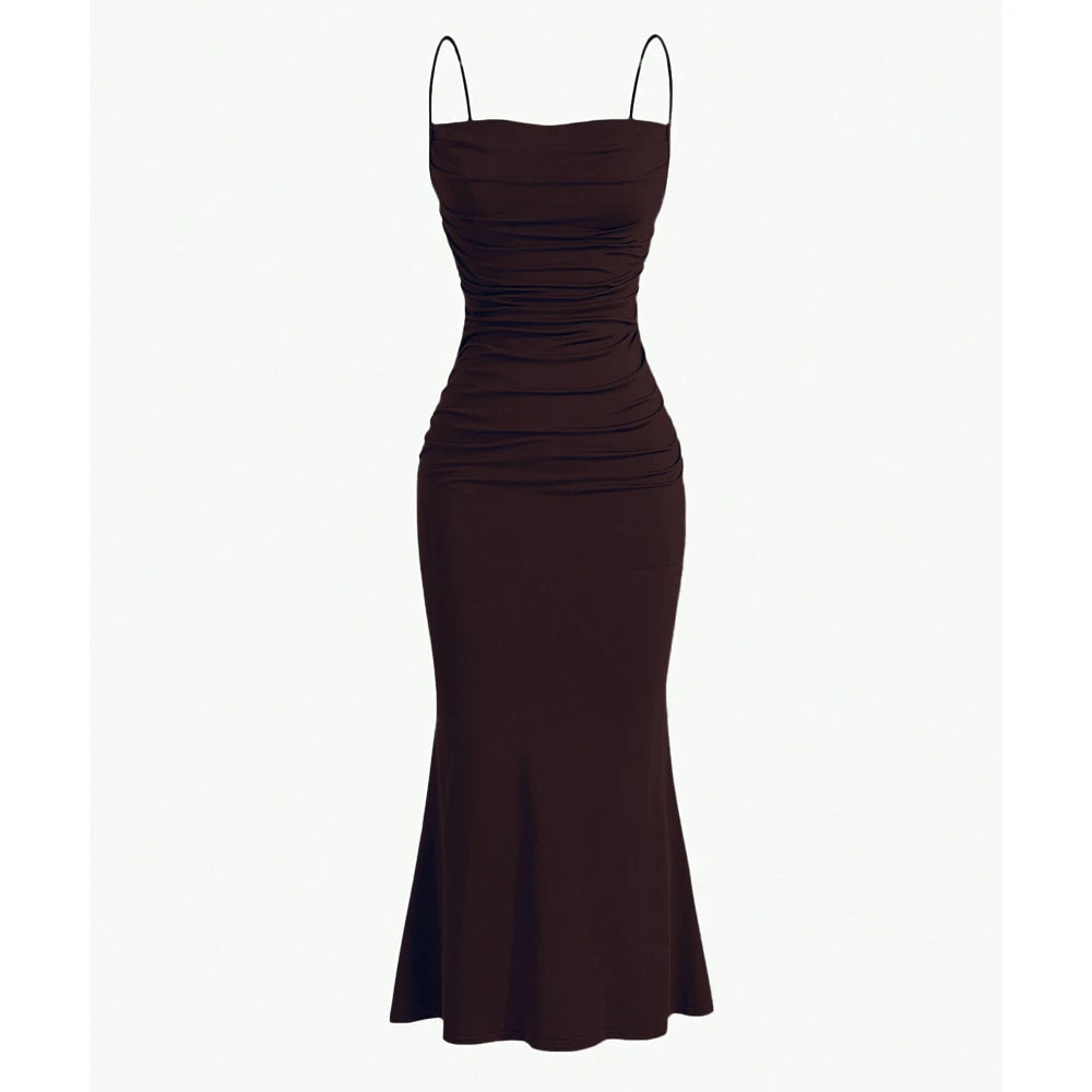 Mia Muse Women's Maxi Party Dress – Spaghetti Strap, Elegant Slim Fit, Multi-Color