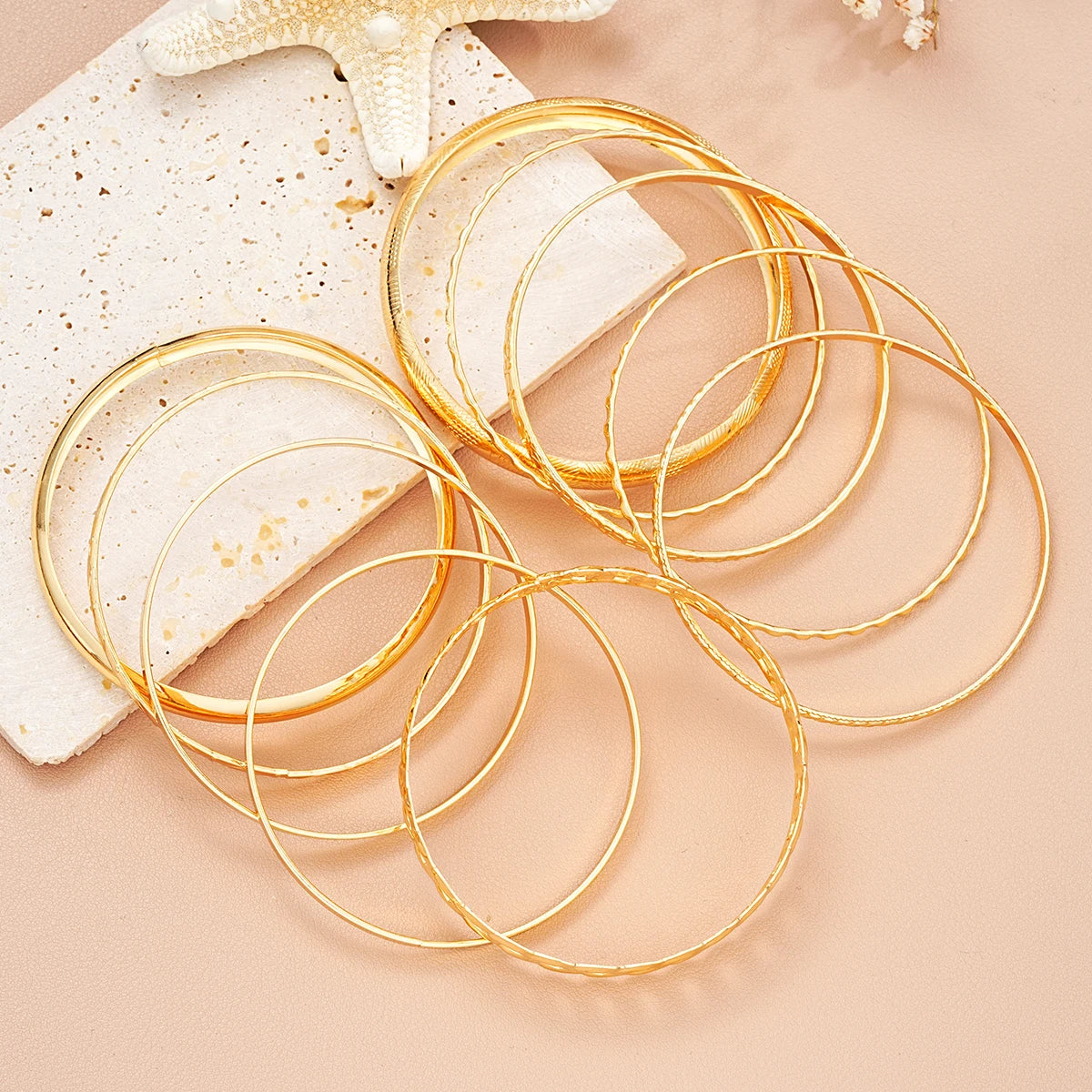 10-Piece Elegant Multilayer Bracelet Set – Delicate Twist Design, Adjustable Sparkling Bangles for Women