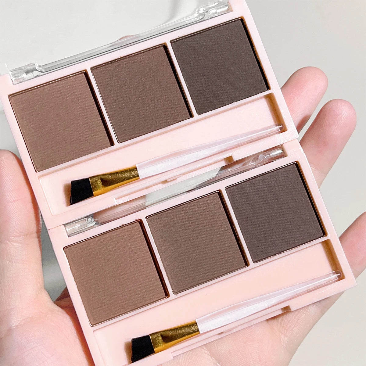 3-Color Professional Brow Powder Set with Precision Brush – Long-Lasting, Smudge-Resistant, Natural 3D Finish