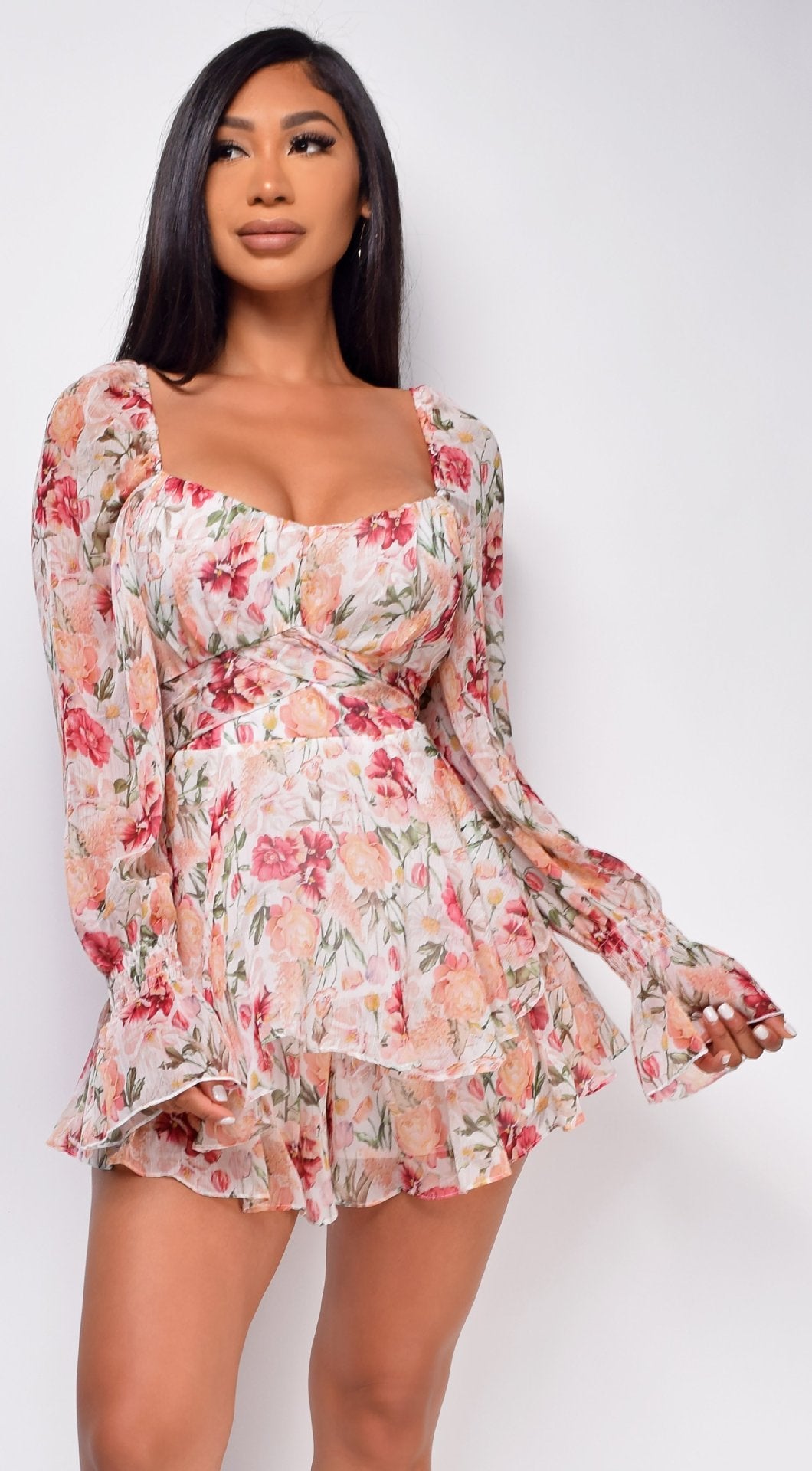 Women’s Summer Floral Ruffle Jumpsuit -dress