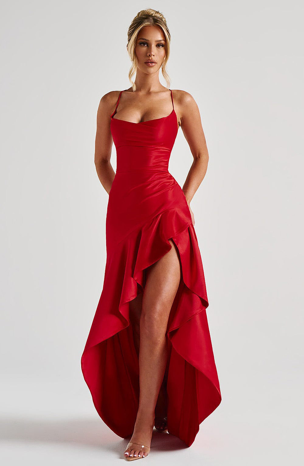 Women’s Backless Ruffle Maxi Dress