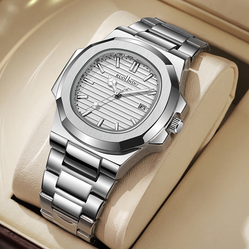 Men’s Stainless Steel Luminous Calendar Watch