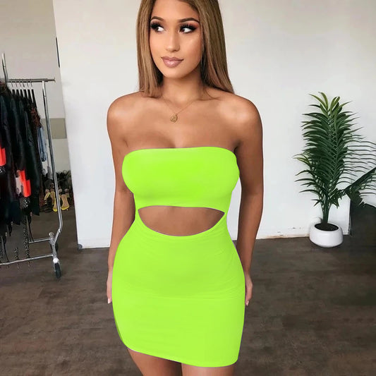 Strapless sleeveless slim dress