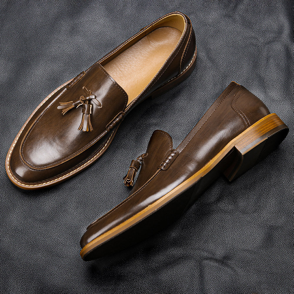 Men’s Wood Grain Tassel Loafers – American Size