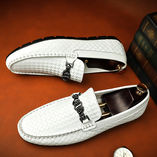 Men’s White Casual British Leather Shoes