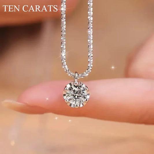 Elegant Moissanite Solitaire Pendant Necklace – 925 Sterling Silver with Dazzling Round Cut Stone (0.5–2CT)