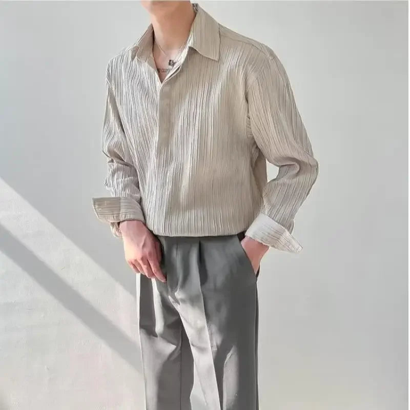 Trendy Striped Long-Sleeve Shirt – Modern Korean Fit