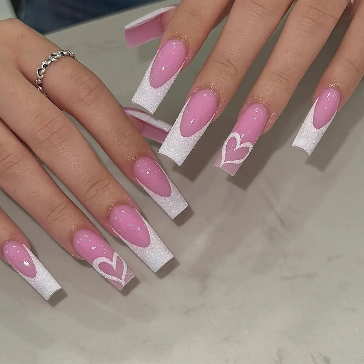 24pcs White French Press-On Nails – 3D Bowknot Design, Full Cover Wearable Set for Women